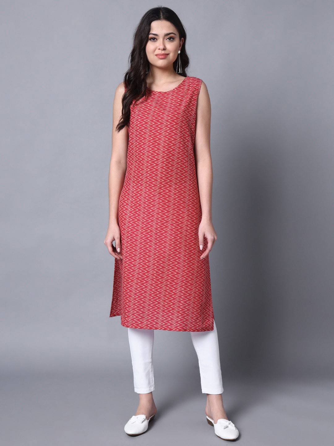 

DECKEDUP Printed Pure Cotton Kurta, Maroon
