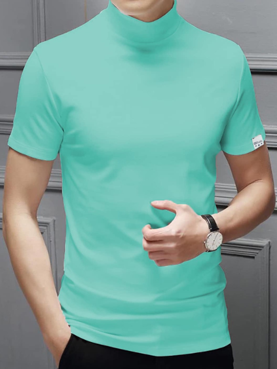 

CLAFOUTIS High Neck Slim Fit T-shirt, Turquoise blue