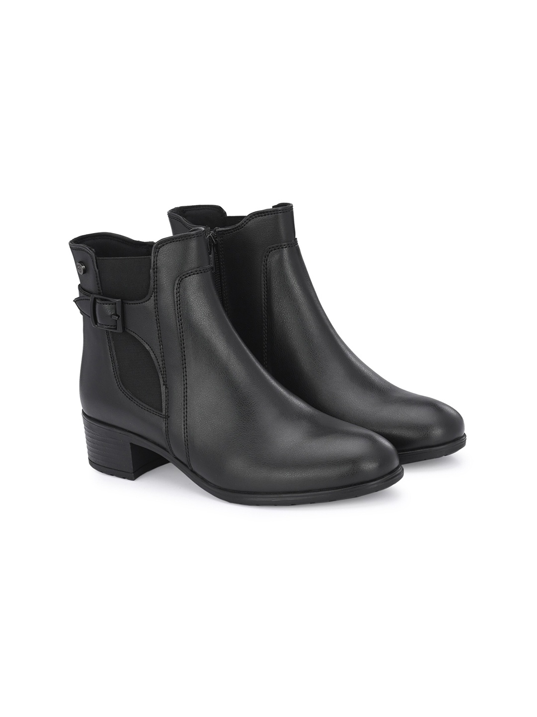 

Delize Women Buckled Mid-Top Chelsea Boots, Black