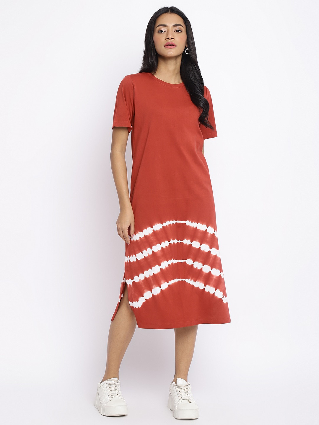 

Fabindia Tie and Dye A-Line Midi Dress, Red