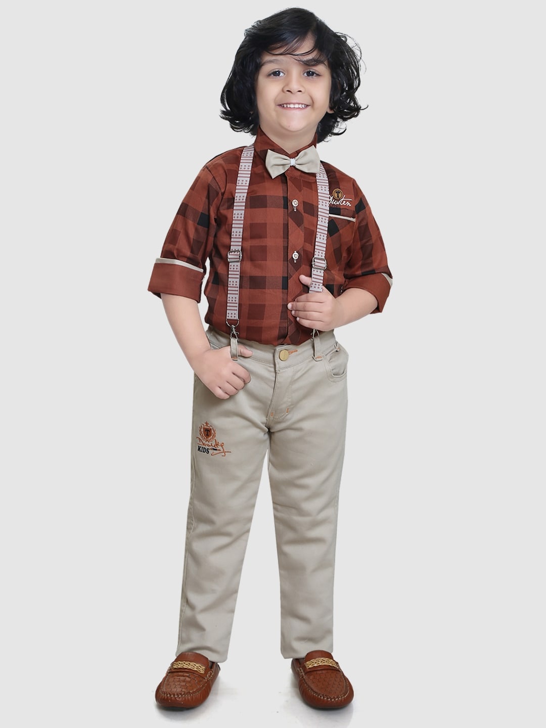 

TS TRENDS Boys Checked Clothing Set, Rust