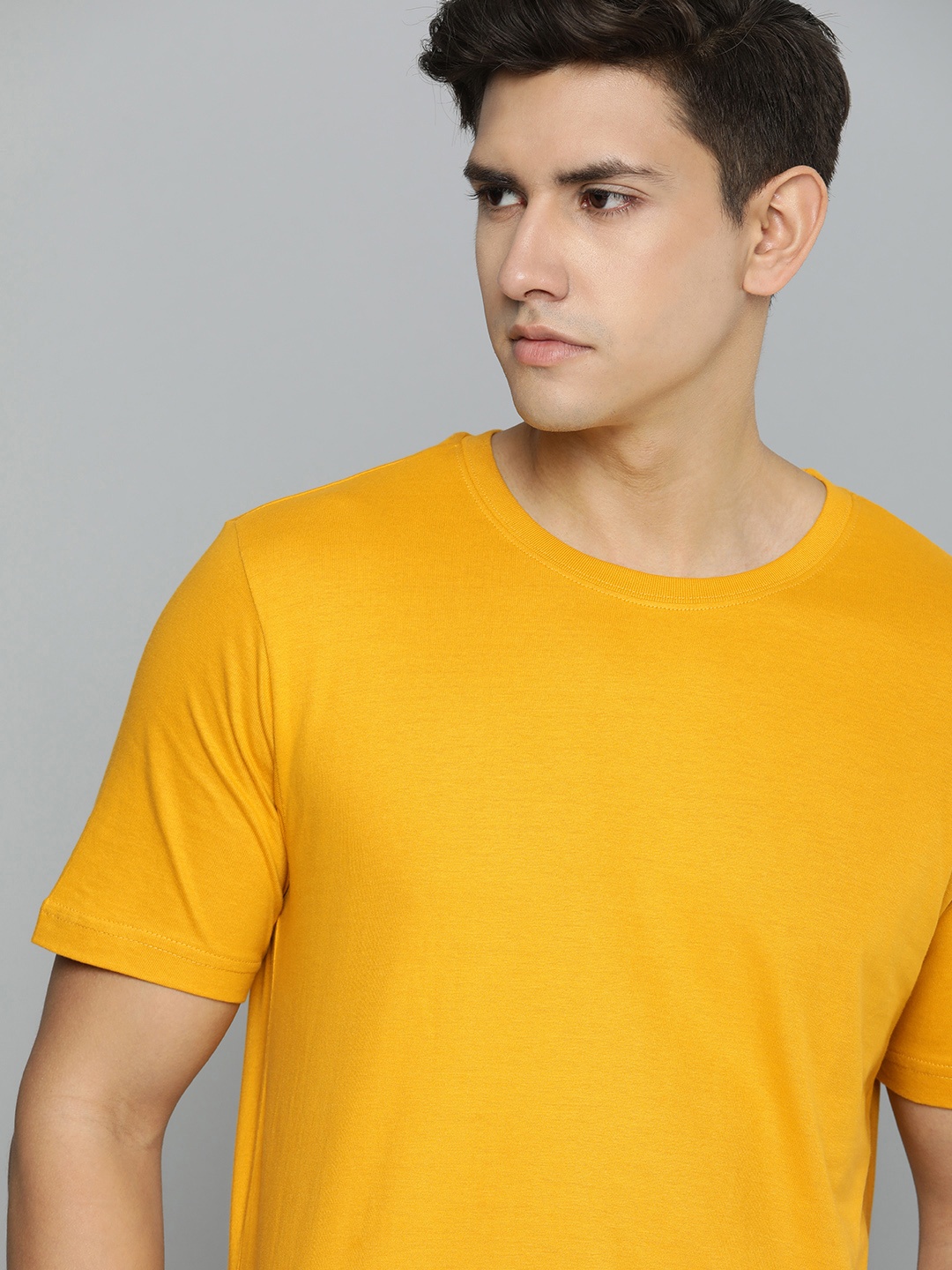 

ether Pure Cotton Round Neck T-shirt, Yellow