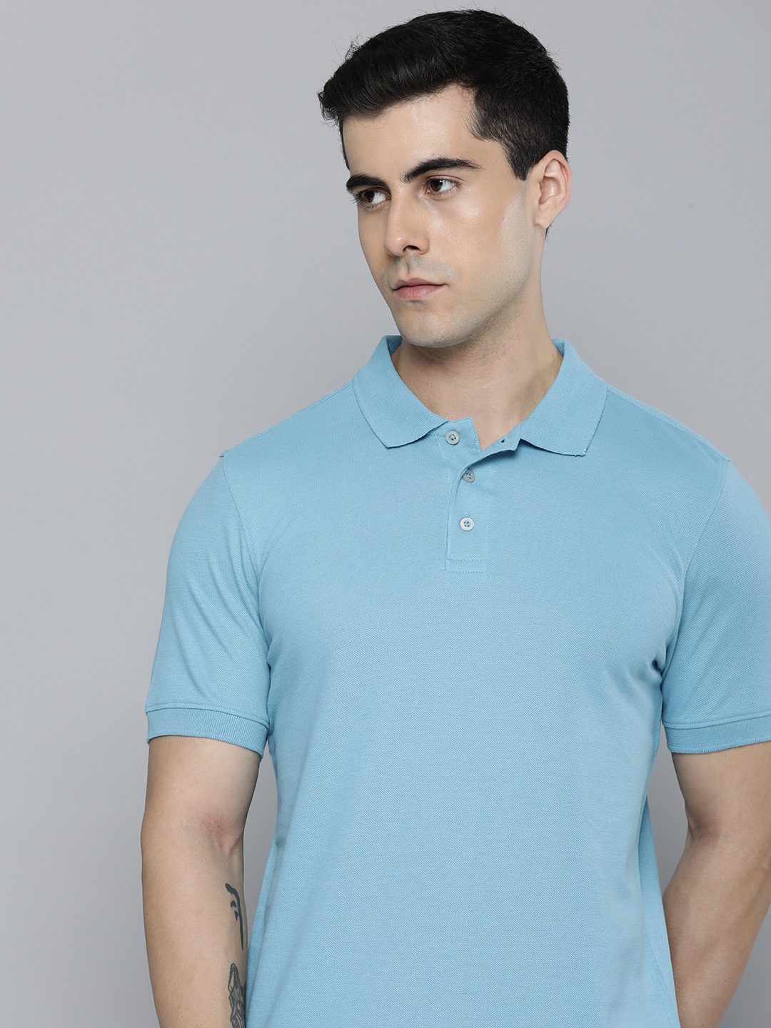 

ether Men Polo Collar T-shirt, Blue