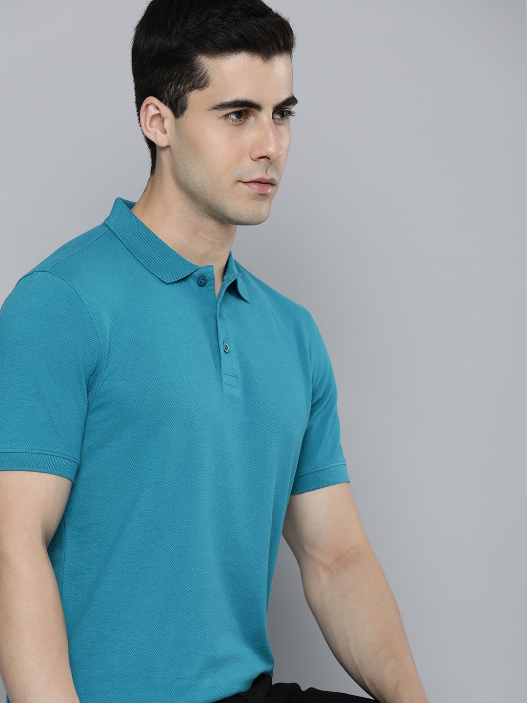 

ether Men Polo Collar T-shirt, Blue