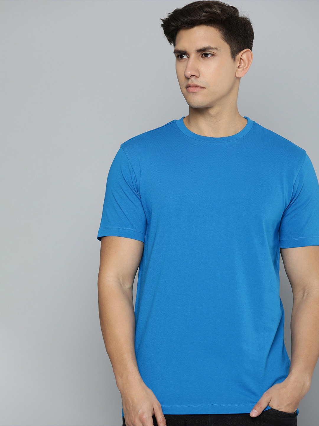 

ether Men Solid Regular Fit T-shirt, Blue