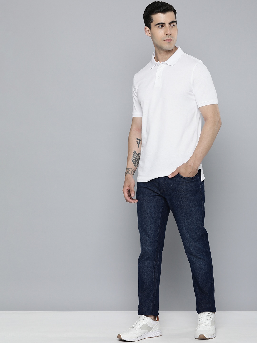 

ether Men Polo Collar T-shirt, White