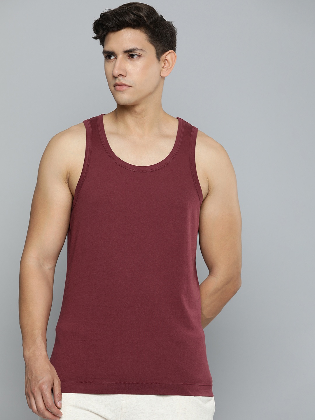 

ether Pure Cotton Round Neck T-Shirt, Maroon