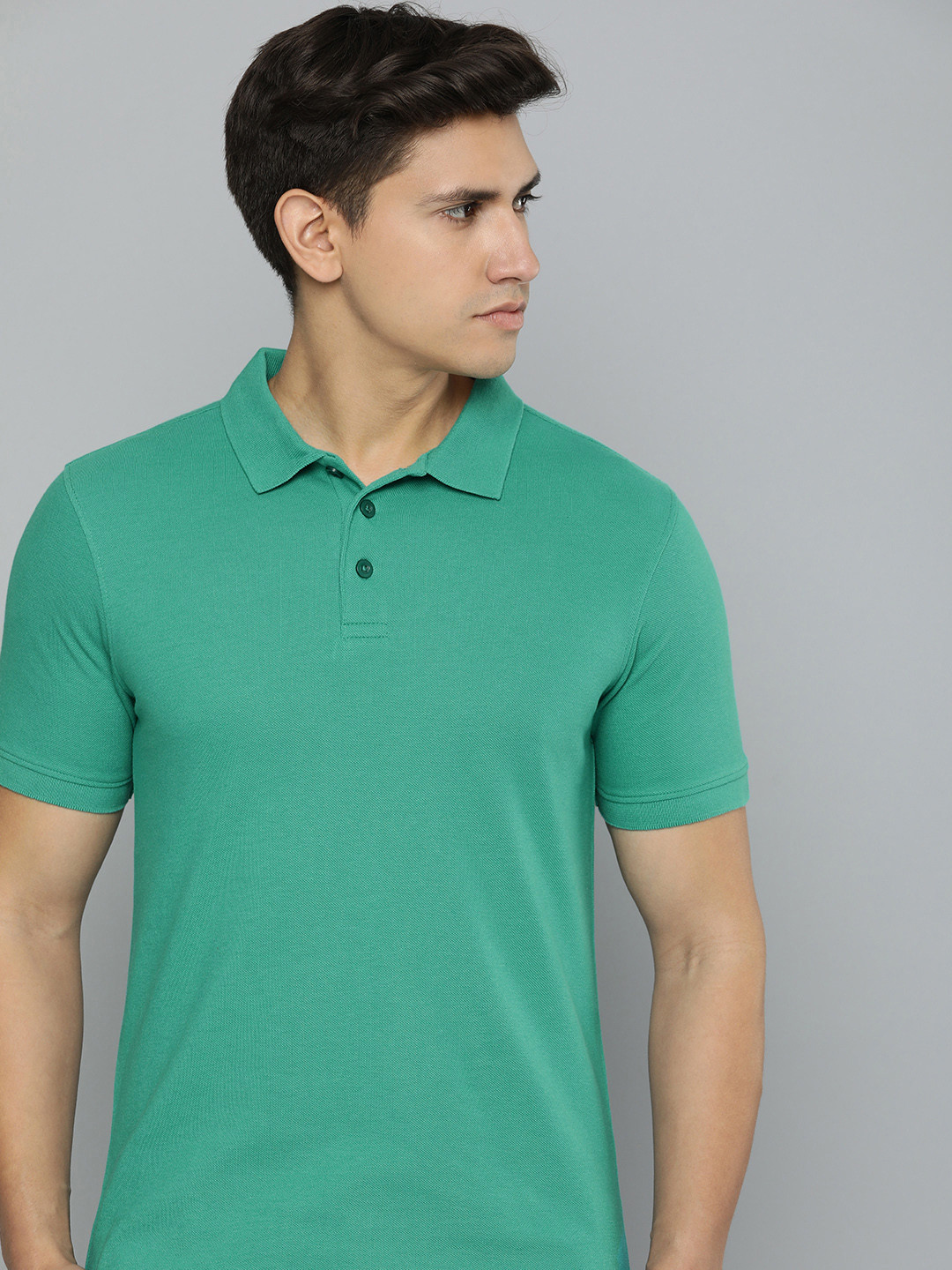 

ether Men Solid Regular Fit Polo Collar T-shirt, Green