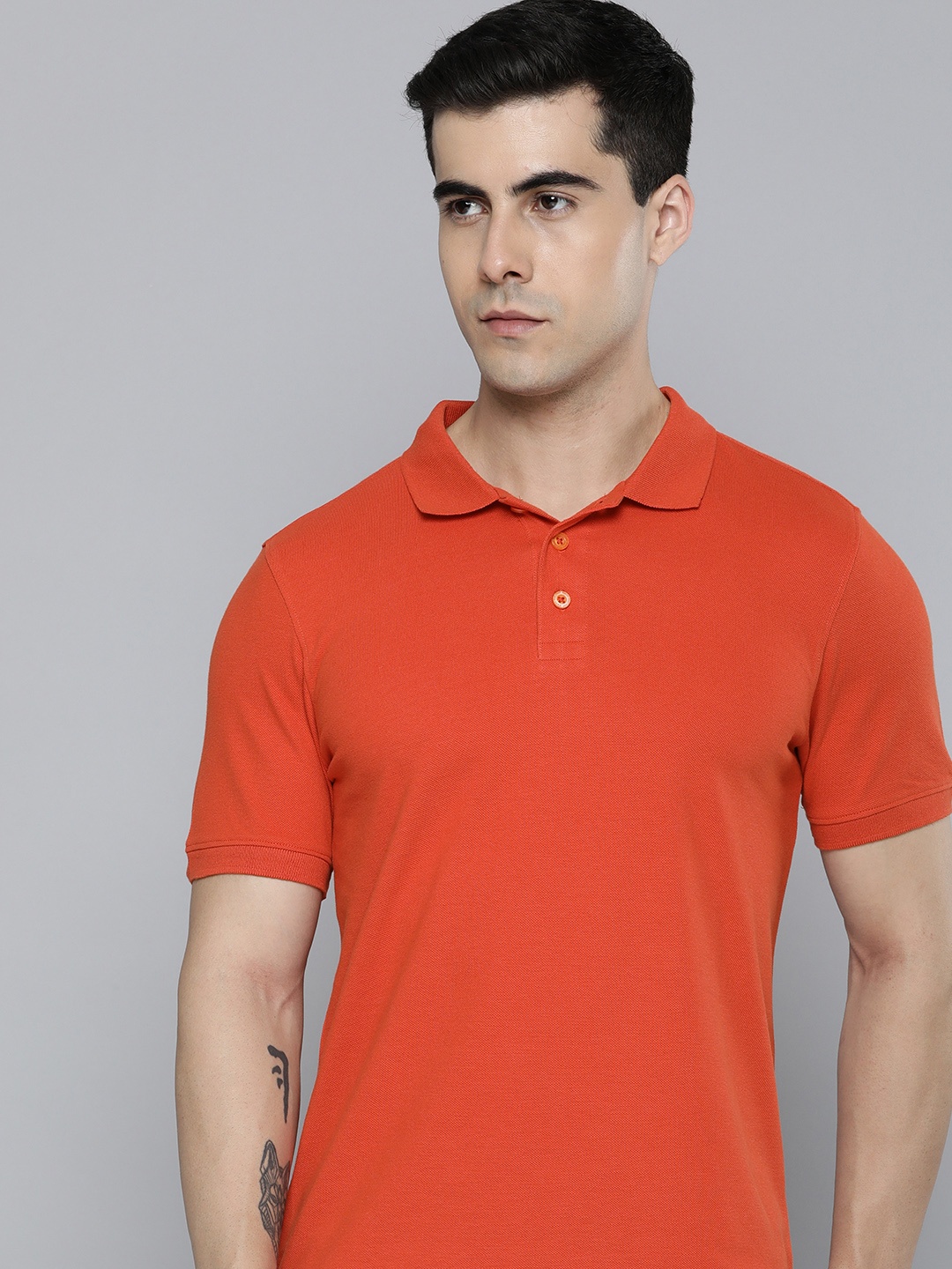 

ether Men Polo Collar T-shirt, Orange