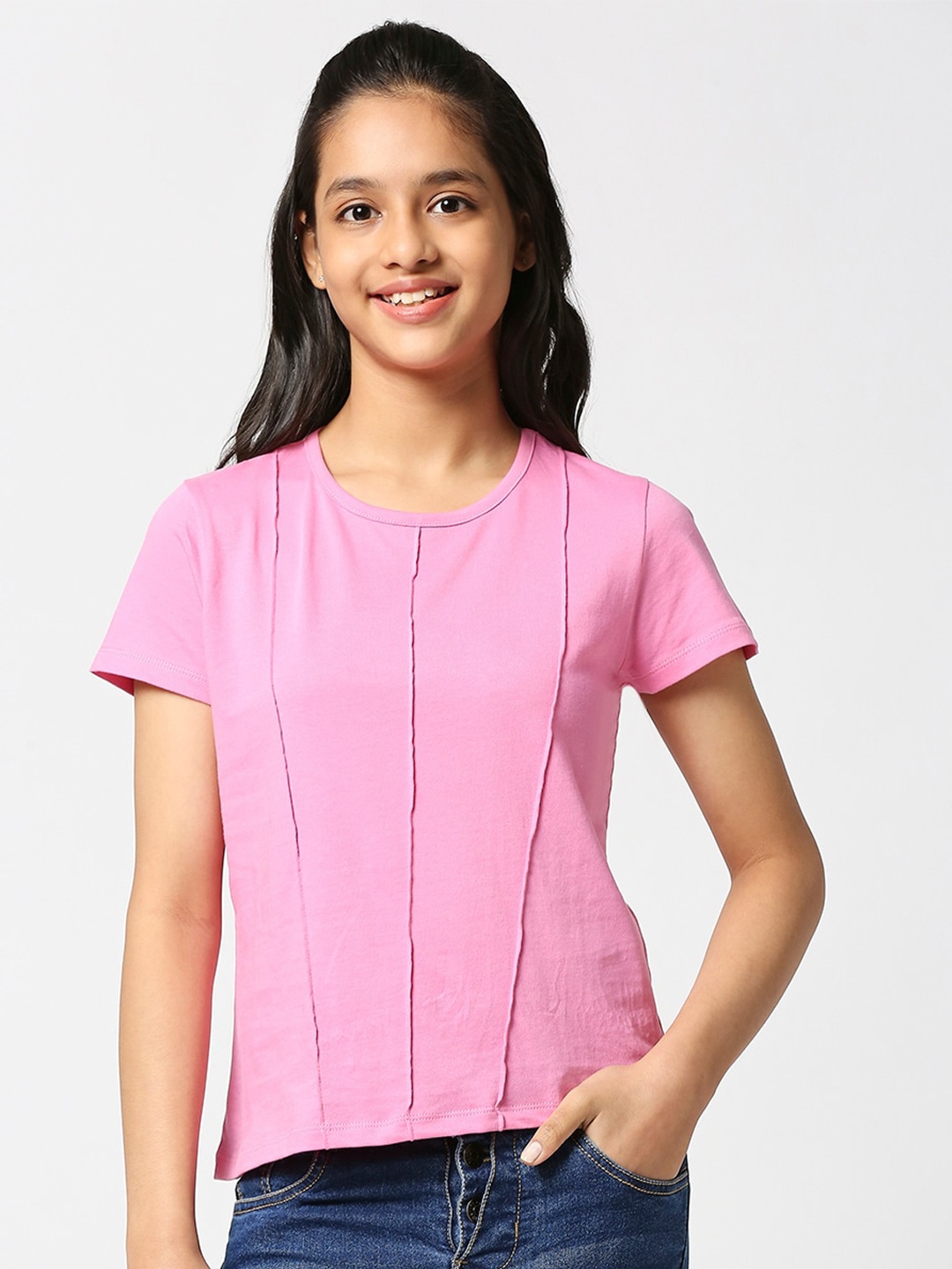 

JUSTICE Girls Knitted Cotton Top, Pink