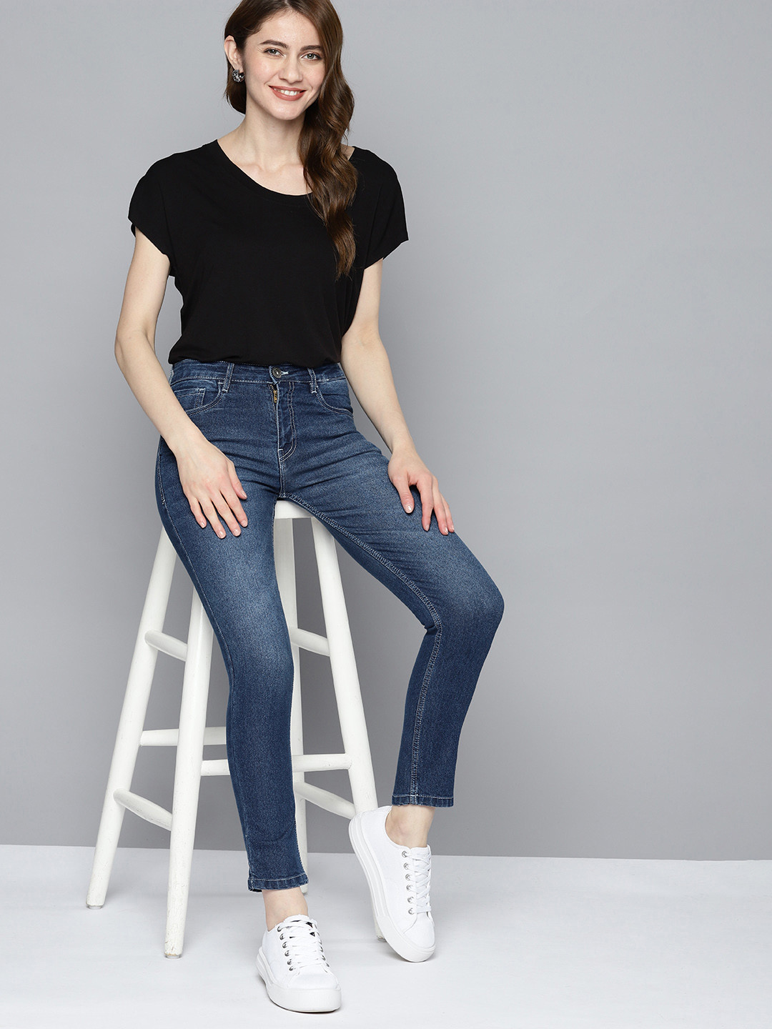 

Mast & Harbour Skinny Fit Light Fade Stretchable Jeans, Blue