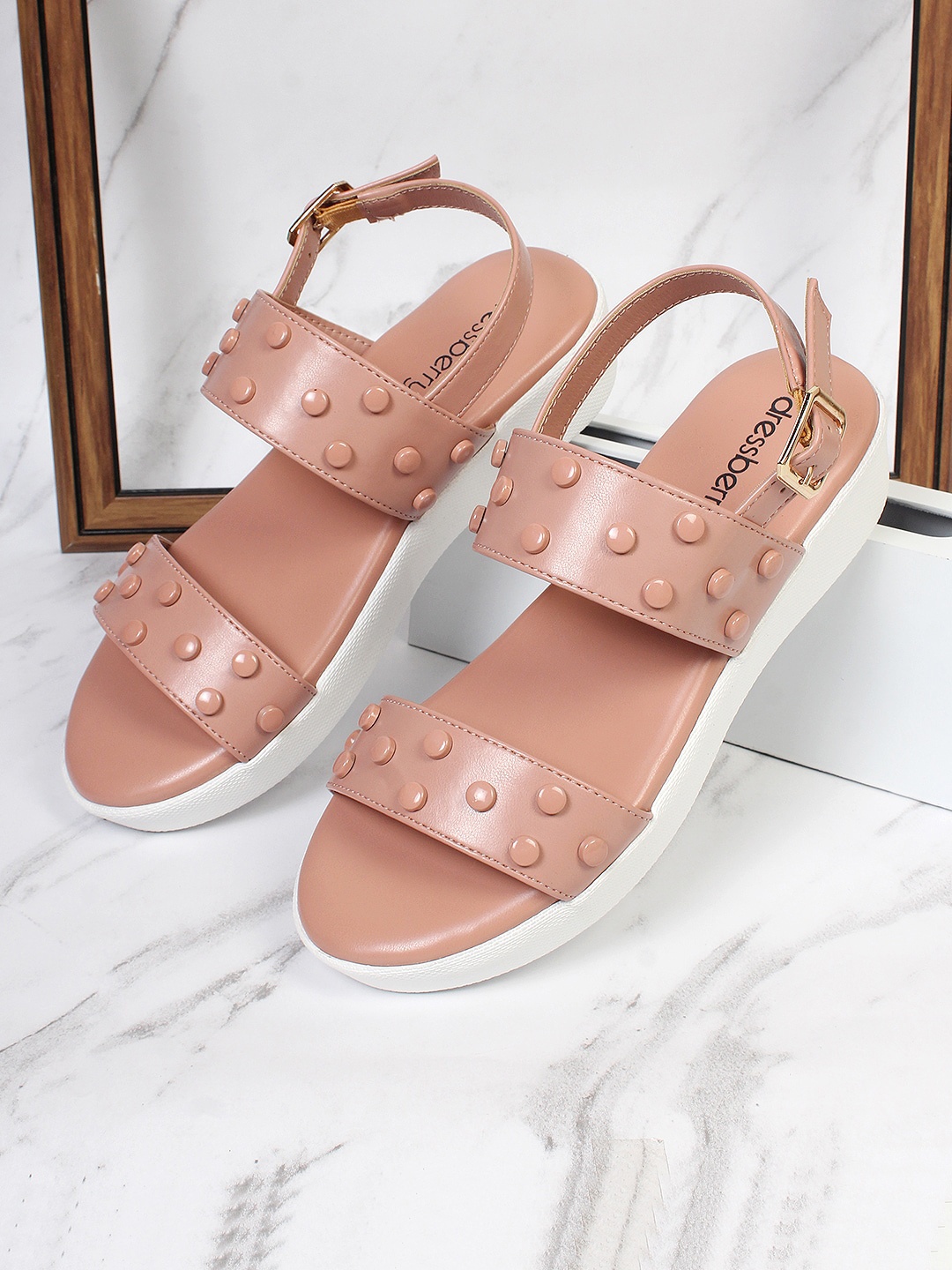 

DressBerry Women Embellished Open Toe Flats, Nude