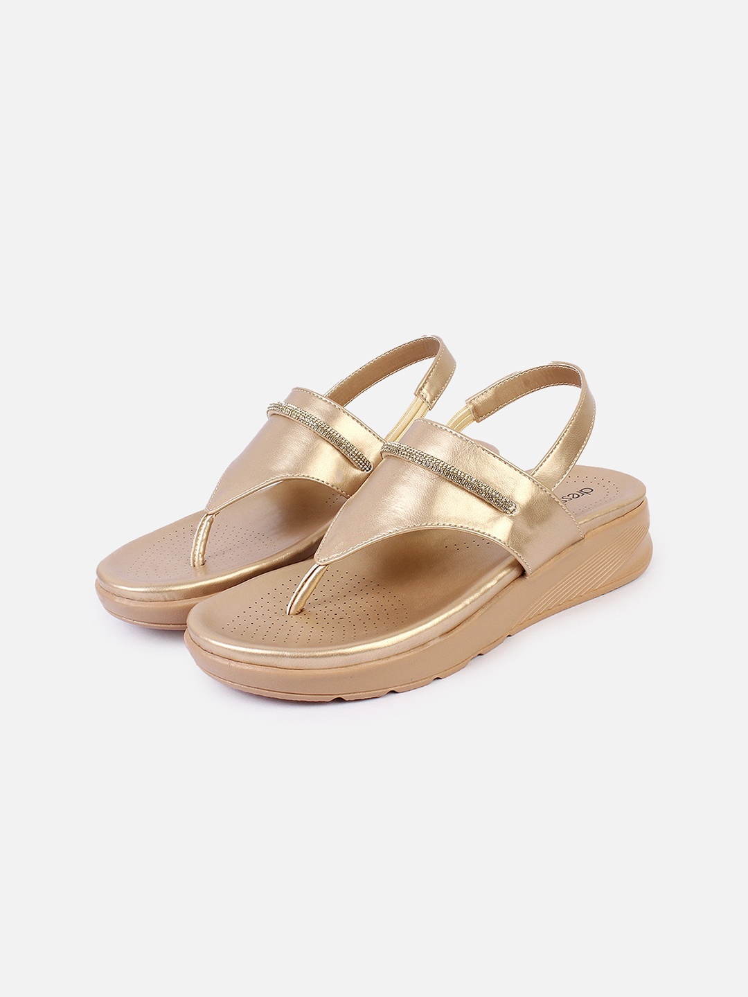 

DressBerry Women Air Max Embellished Open Toe Flats, Gold