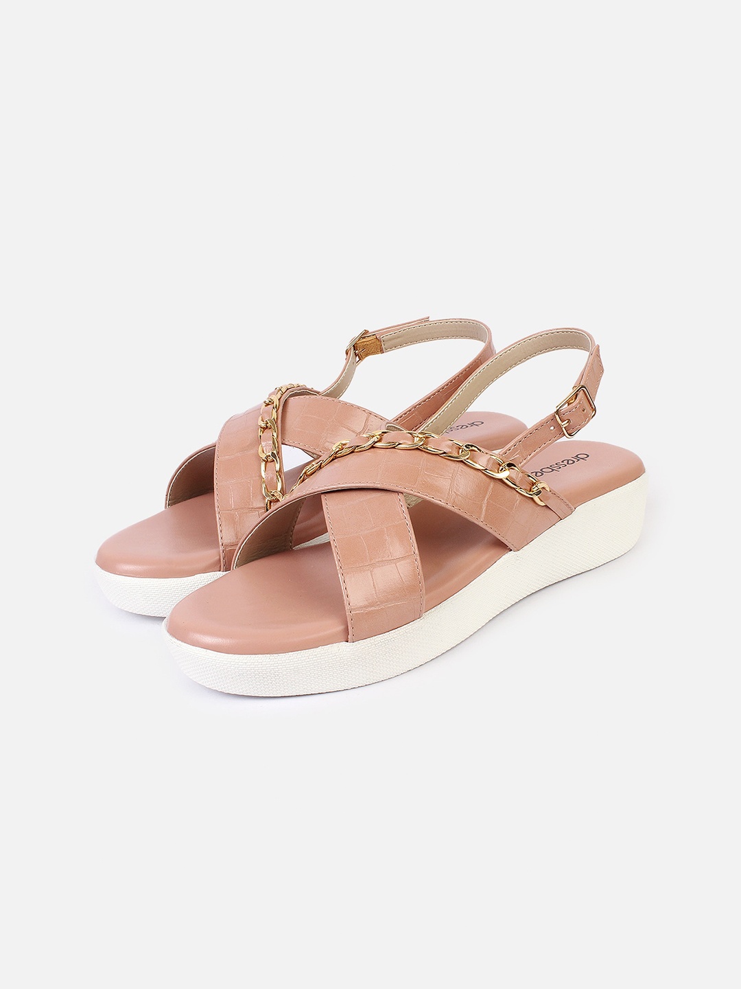 

DressBerry Women Air Max Textured Open Toe Flats, Nude