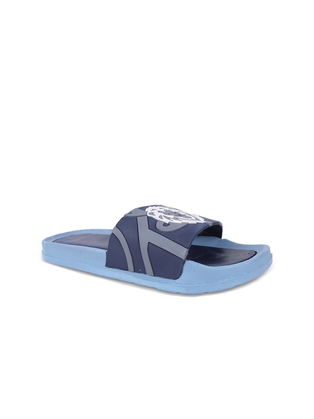 

FABBMATE Men Printed Open Toe Sliders, Navy blue