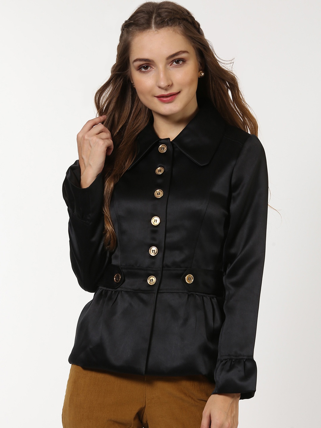 

SASSAFRAS Women Black Solid Tailored Jacket
