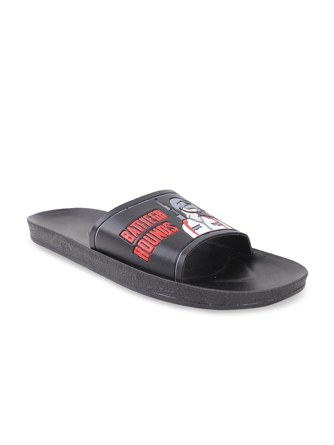 

FABBMATE Men Printed Open Toe Sliders, Black