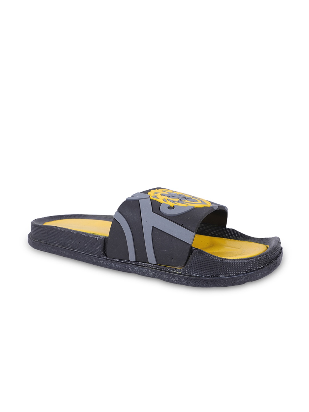 

FABBMATE Men Printed Open Toe Sliders, Yellow