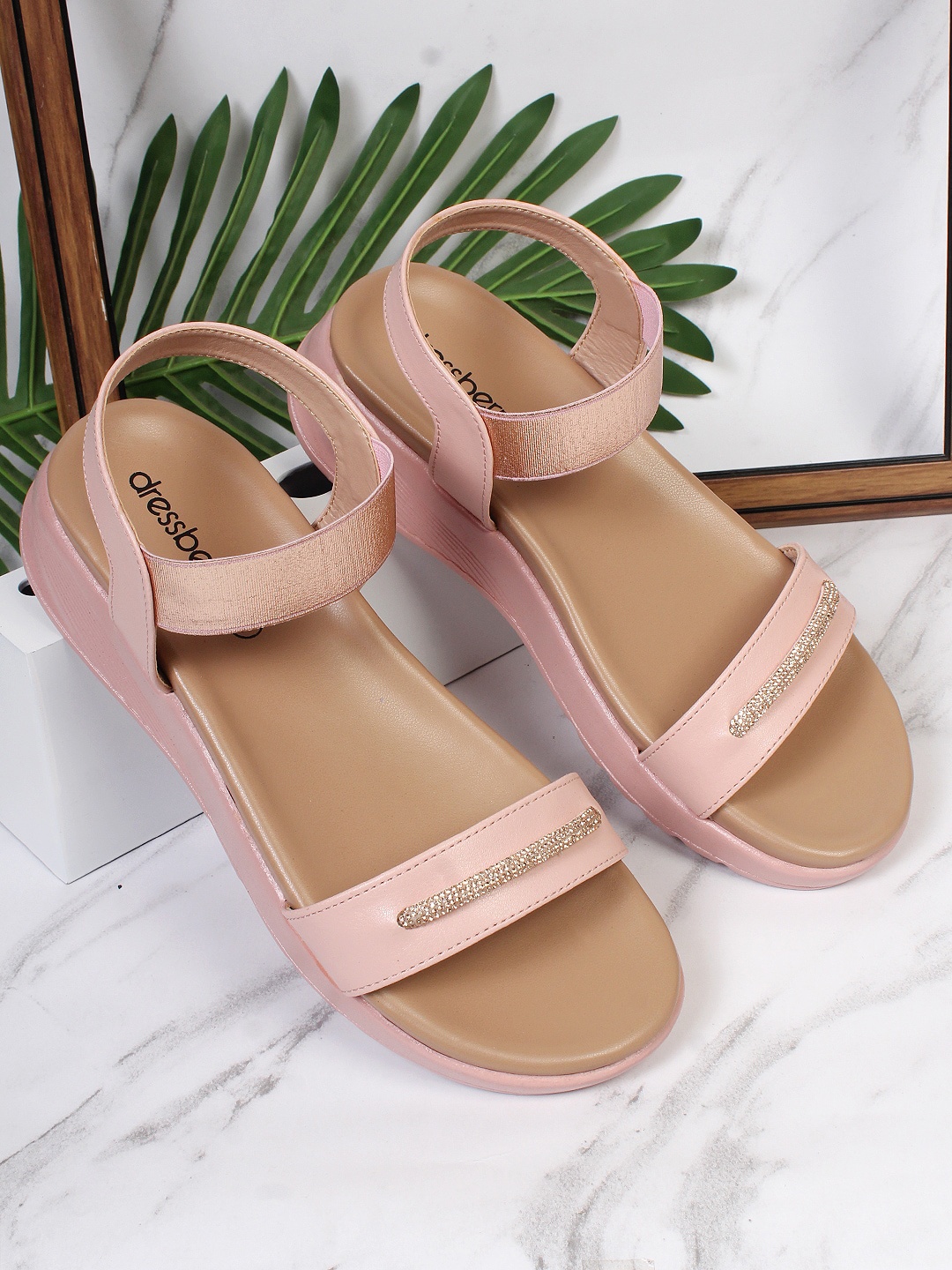 

DressBerry Women Air Max Embellished Open Toe Flats, Pink