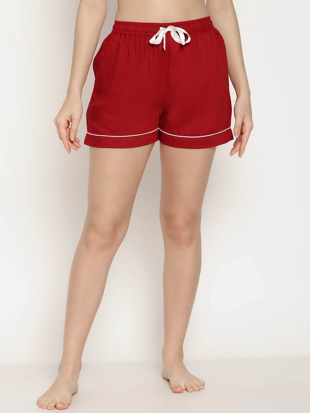

COASTLAND Women Regular Fit High Rise Lounge Shorts, Red