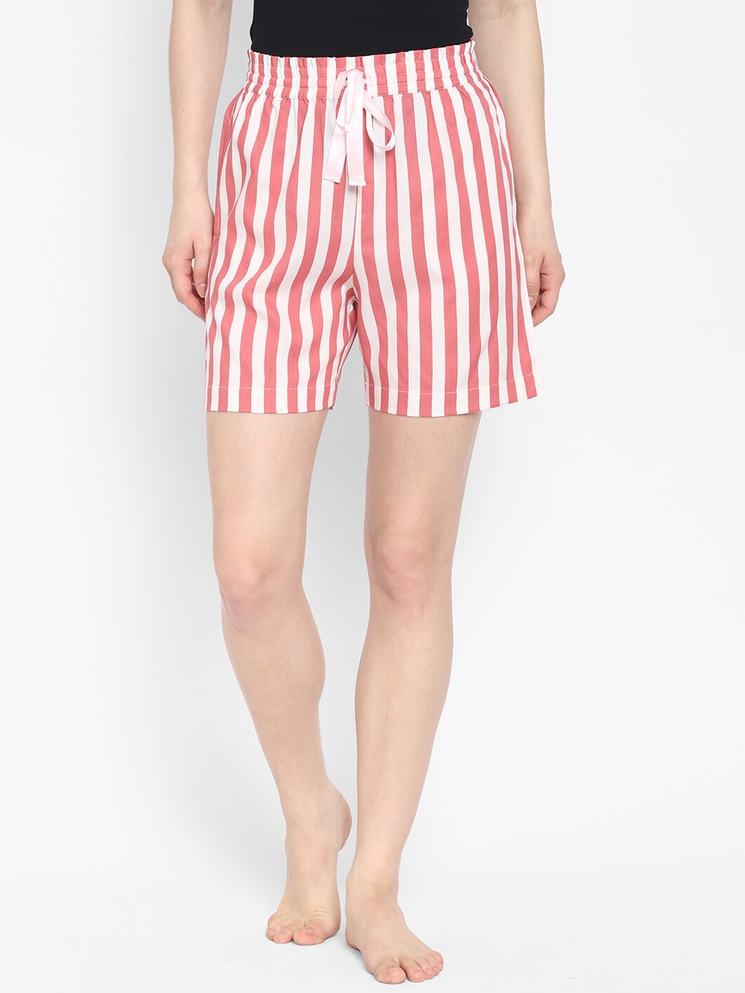 

COASTLAND Women Striped Mid-Rise Shorts, Pink