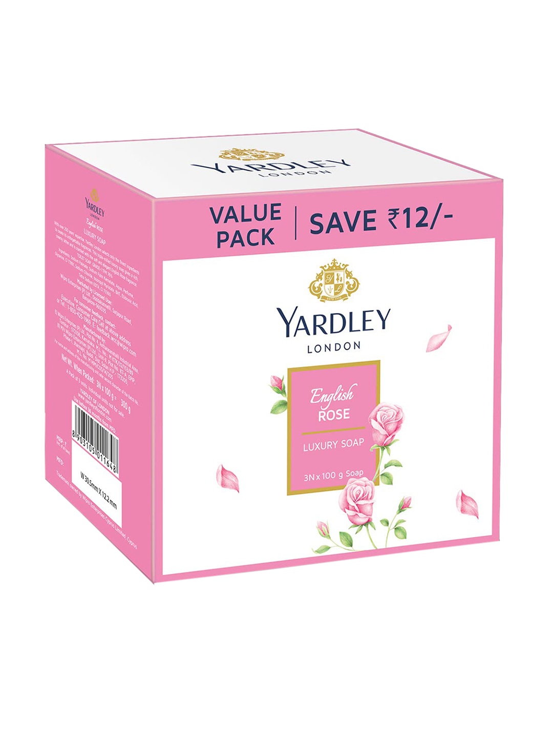 

YARDLEY LONDON English Set Of 3 Rose Luxury Soap - 100gm Each, White
