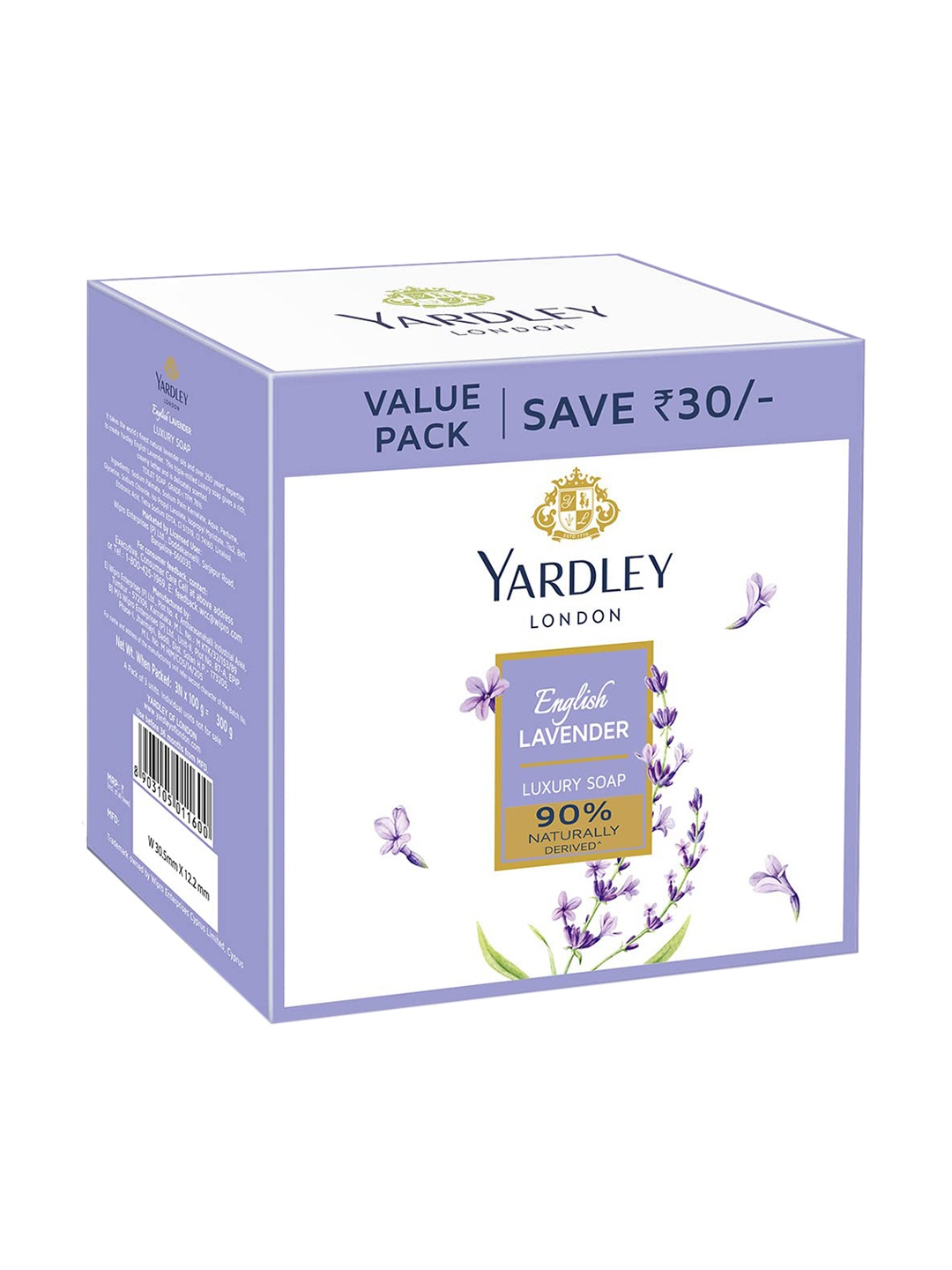 

YARDLEY LONDON English Lavender Set Of 6 Luxury Soaps 100 gm Each, White