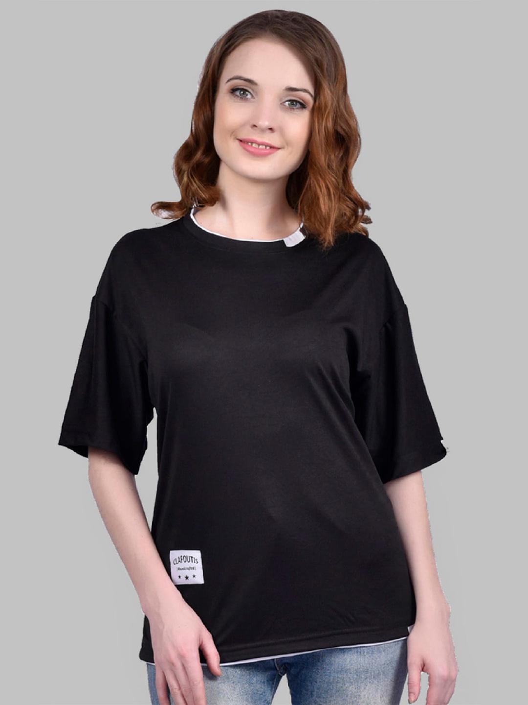 

CLAFOUTIS Drop-Shoulder Sleeves Loose Running T-shirt, Black