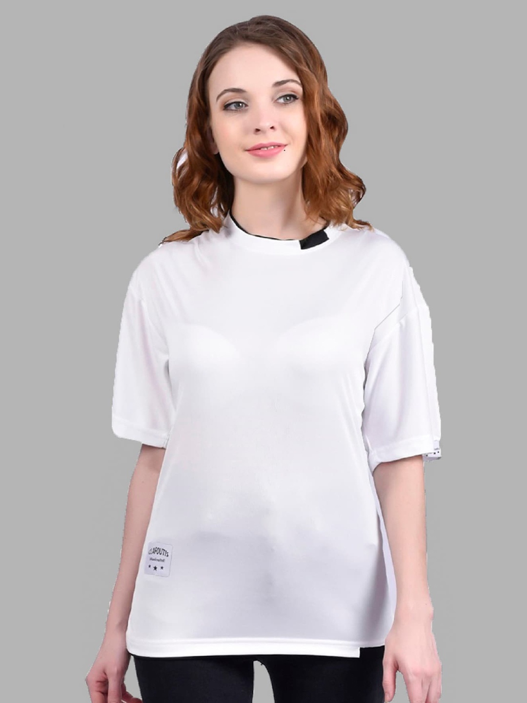 

CLAFOUTIS Drop-Shoulder Sleeves Loose Running T-shirt, White