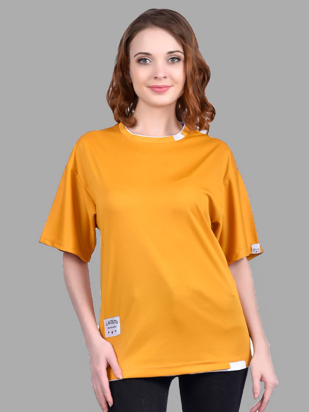 

CLAFOUTIS Drop-Shoulder Sleeves Loose Running T-shirt, Yellow
