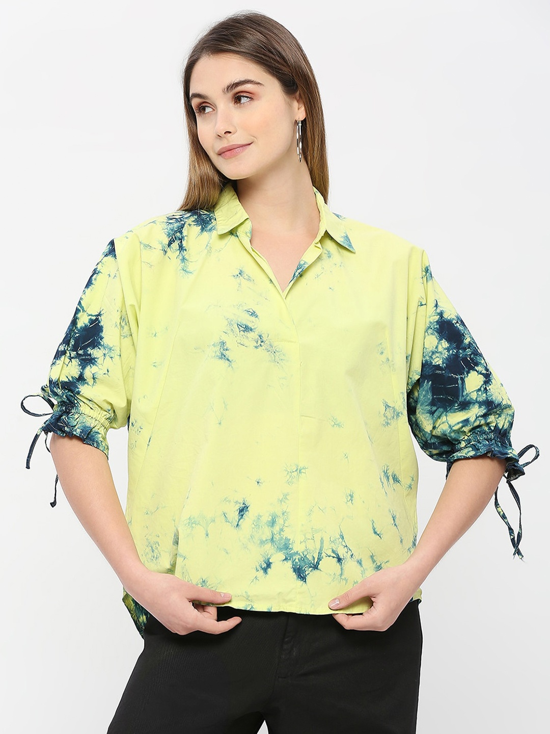 Remanika Comfort Dyed Cotton Casual Shirt, Yellow