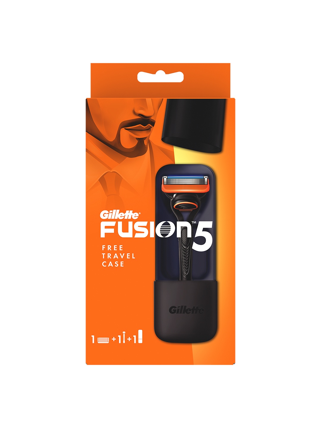 

Gillette Men Fusion 5 Manual Razor With Free Travel Case for Perfect Shave, Black