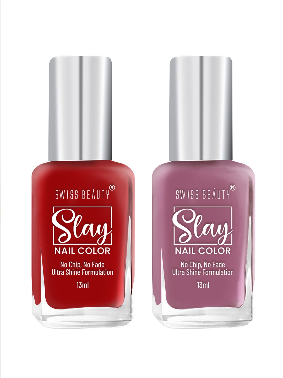 

SWISS BEAUTY Set Of 2 Ultra Shine Slay Nail Polish 13ml Each - Munich 36 & Silk Red 27