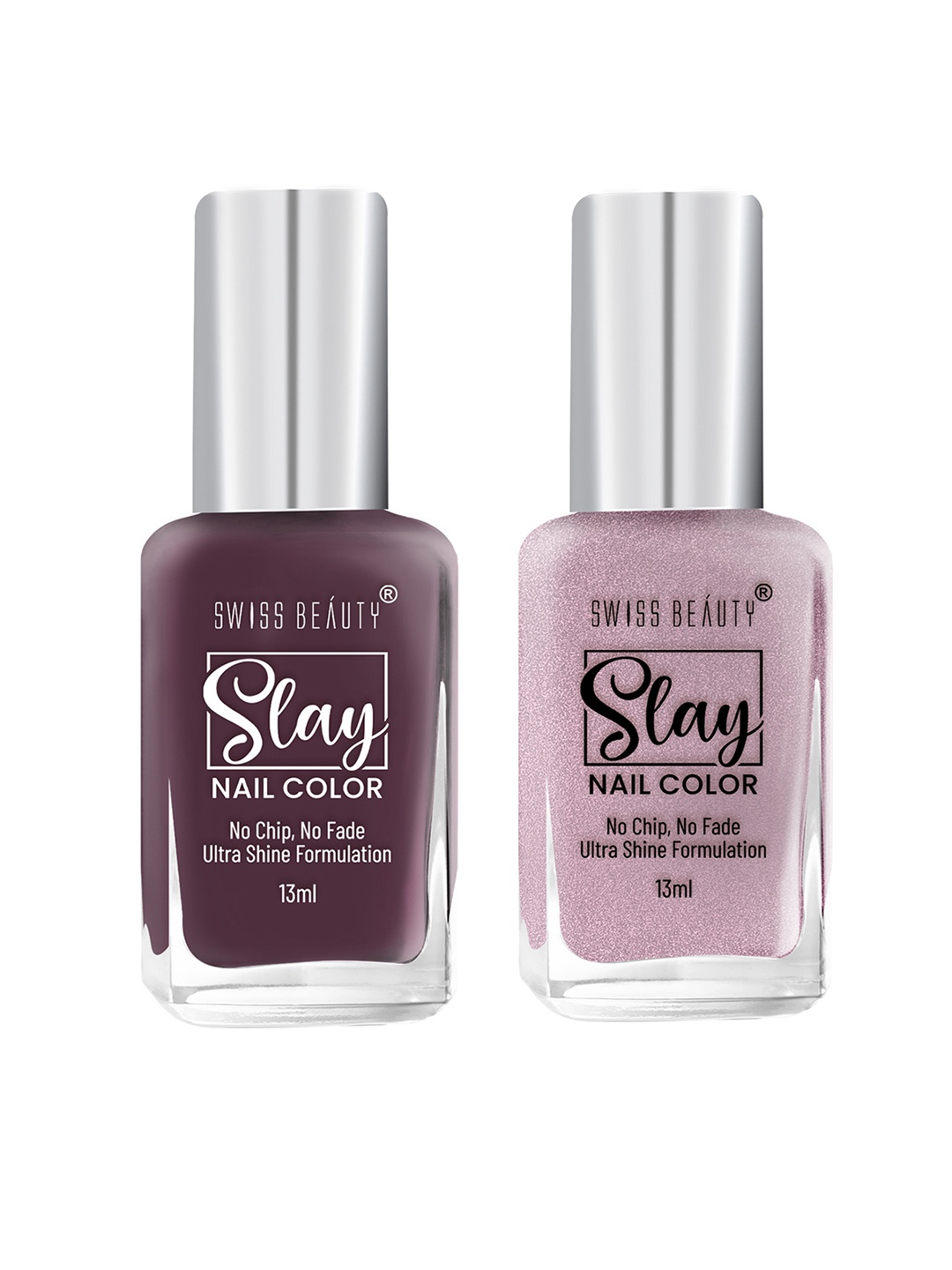 

SWISS BEAUTY Set Of 2 Slay Nail Polish 13ml Each - Cocoa Crush 41 & Sheer Elegance 49, Pink