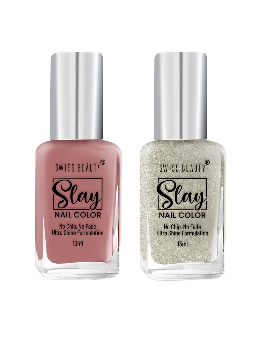 

SWISS BEAUTY Set Of 2 Slay Nail Polish 13ml Each - Call Me Rich 02 & Lucent 51, Grey