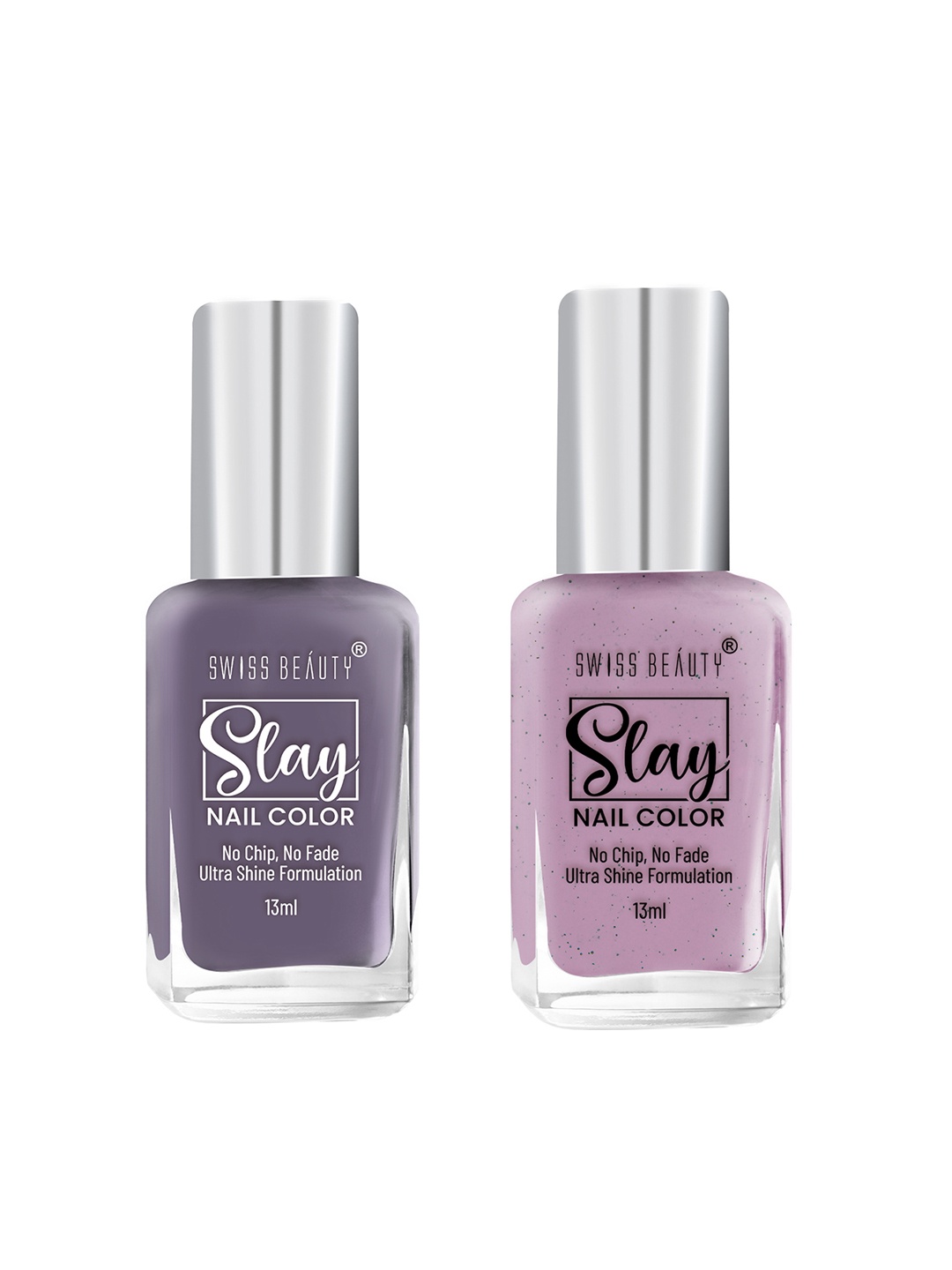 

SWISS BEAUTY Set Of 2 Ultra Shine Slay Nail Polish 13ml Each - Grape 40 & Helio 55, Purple