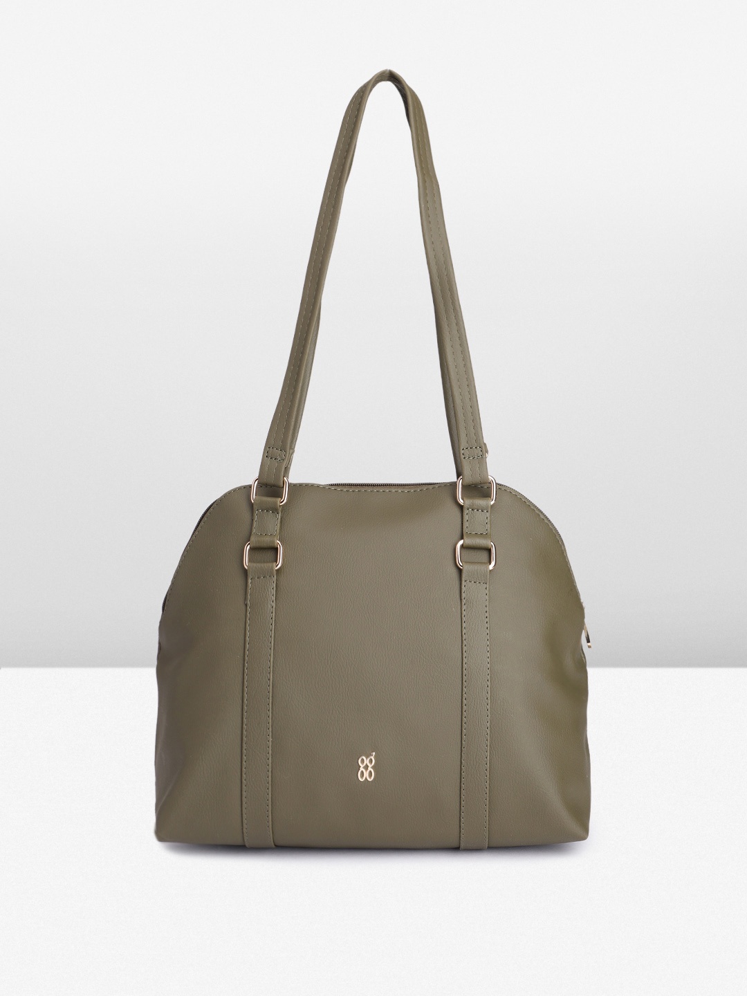 

Baggit Solid PU Regular Bowling Shoulder Bag, Olive