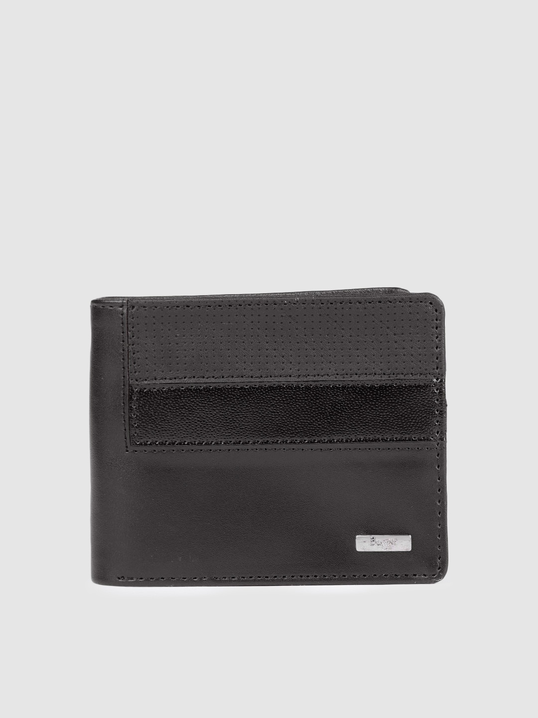 

Baggit Men Solid PU Two Fold Wallet With Textured Detail, Black