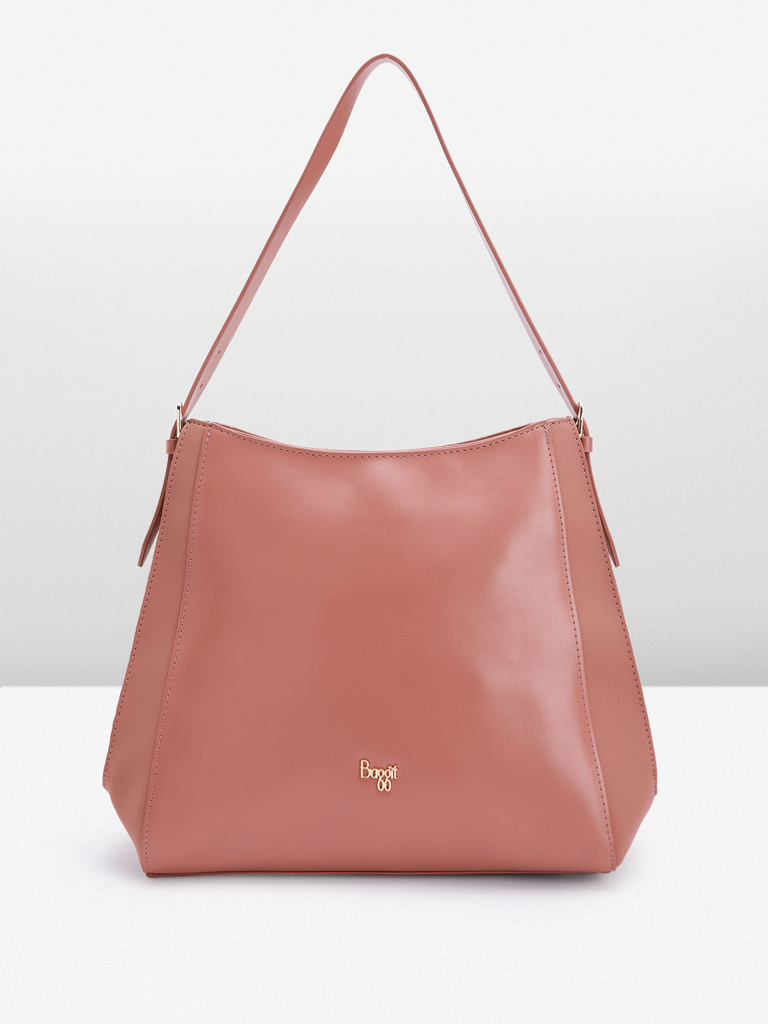 

Baggit Solid PU Structured Hobo Bag, Mauve