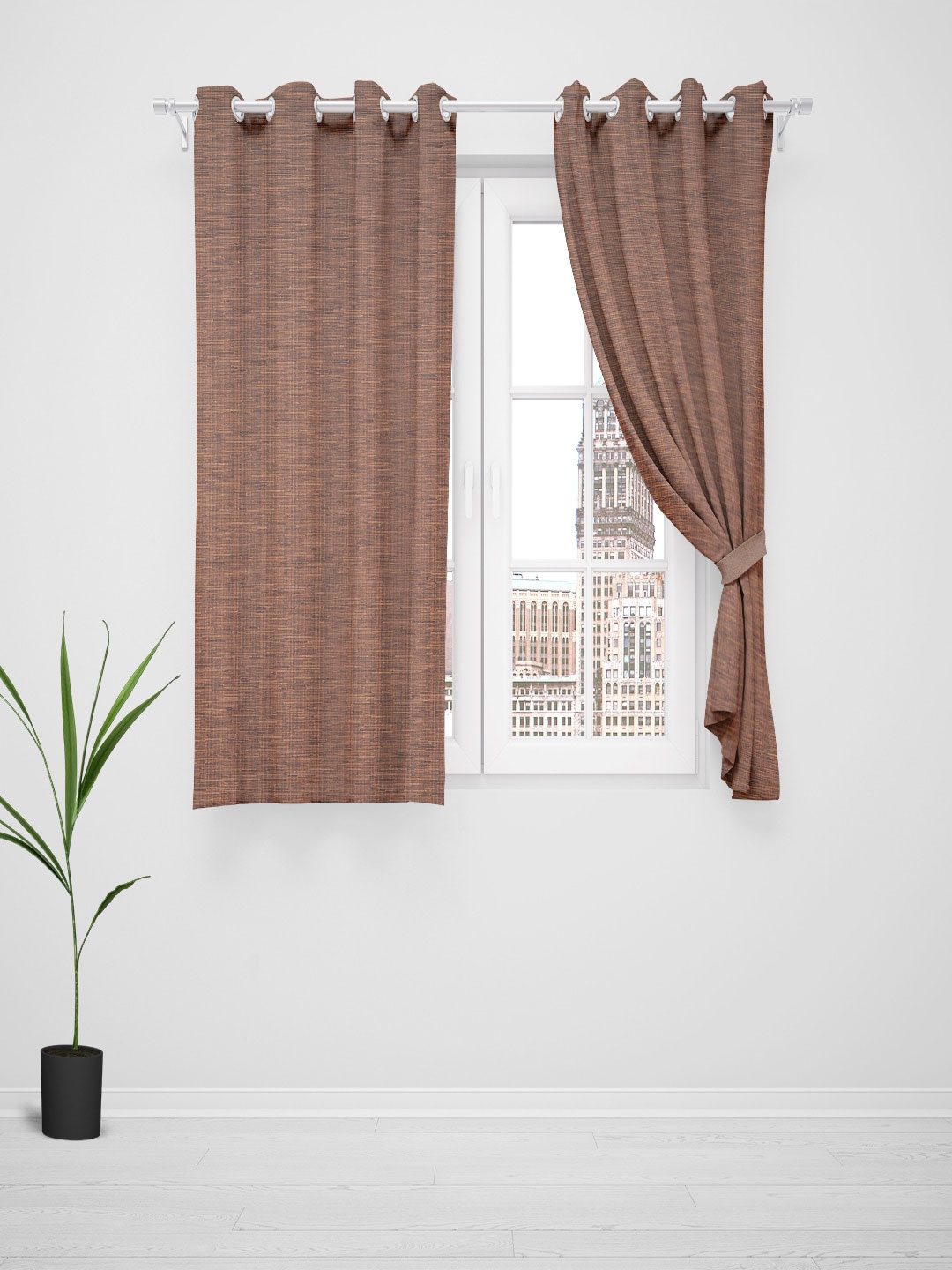 

Just Home Summer 2023 Brown 2 Pieces Room Darkening Window Curtains