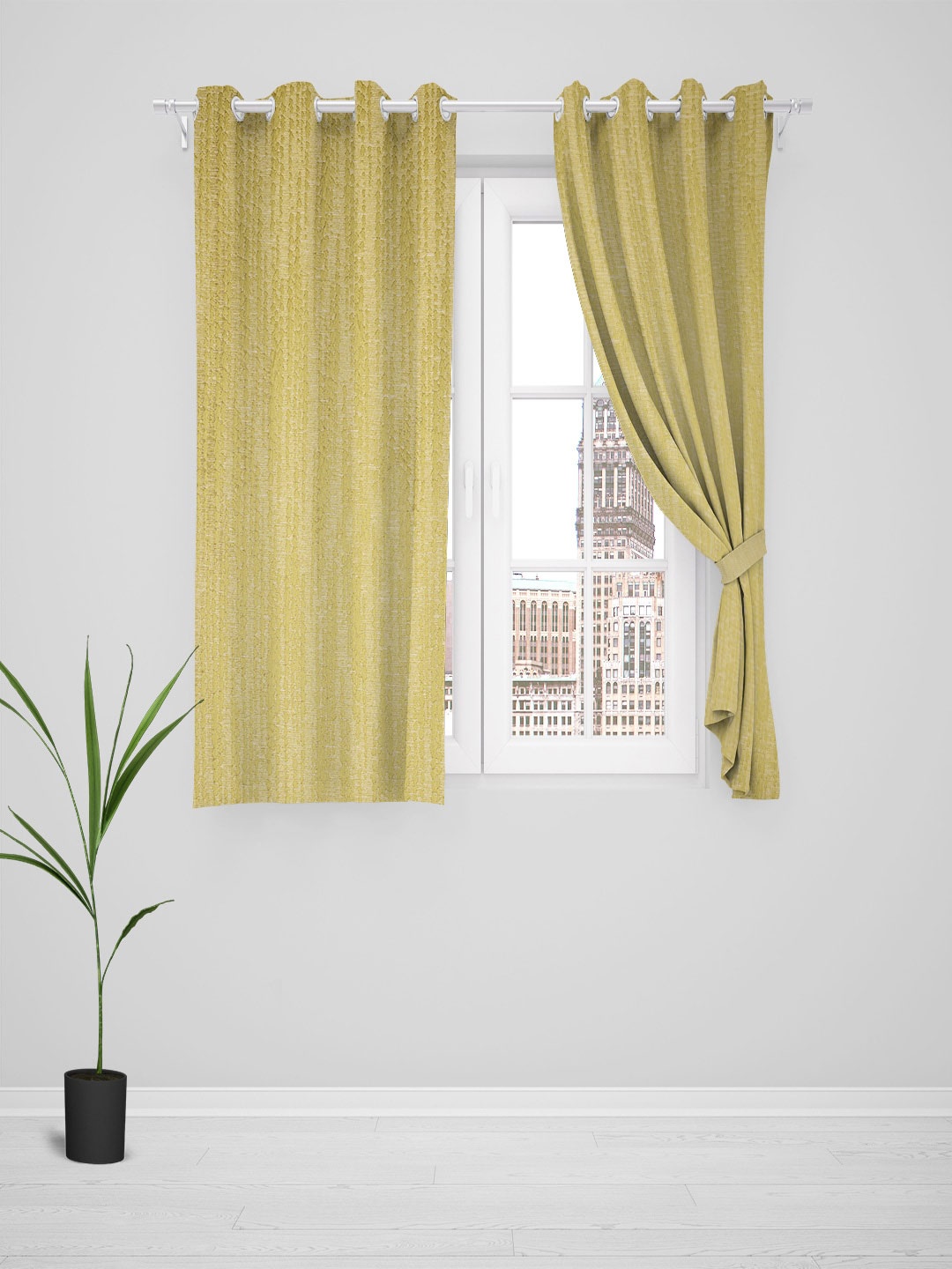 

Just Home Summer 2023 Beige 2 Pieces Jacquard Room Darkening Window Curtain