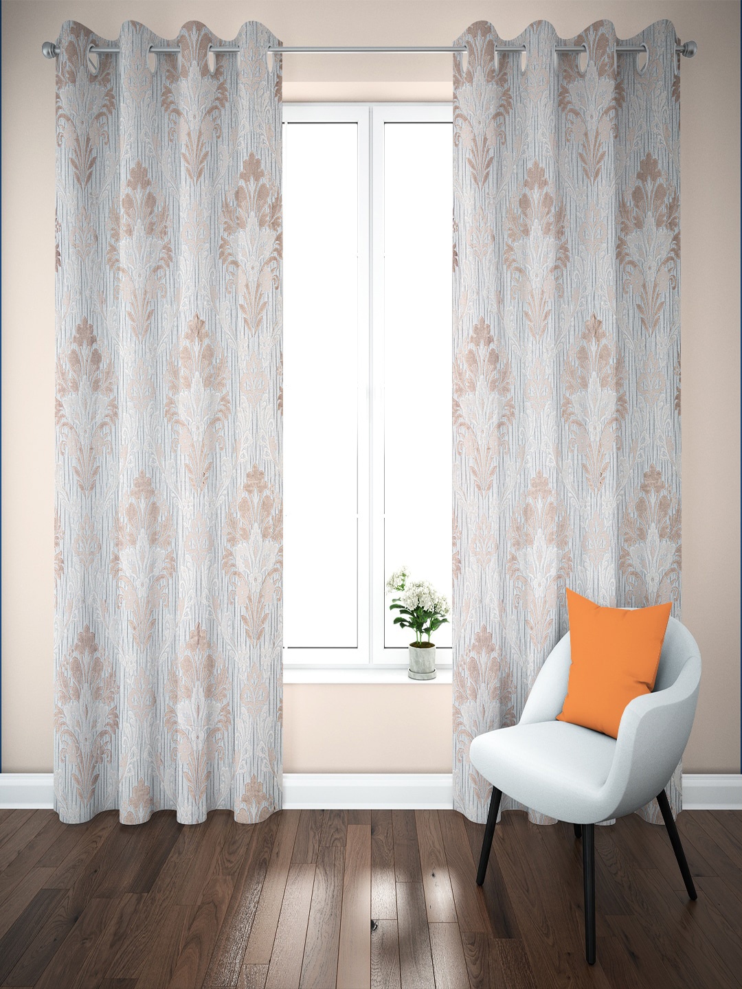 

Just Home Summer 2023 Blue & Brown 2 Pieces Room Darkening Long Door Curtains