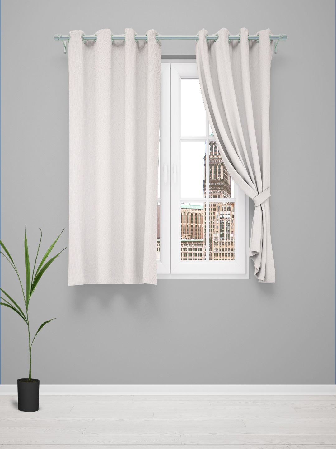 

Just Home Summer 2023 White 2 Pieces Jacquard Window Curtains