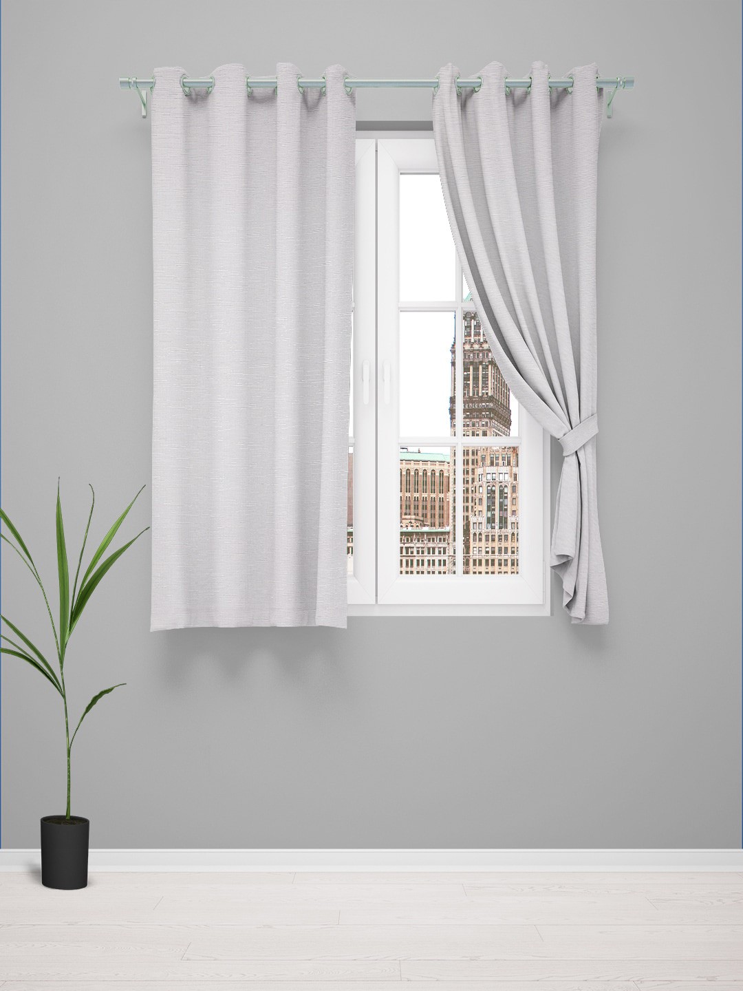 

Just Home Summer 2023 Grey 2 Pieces Room Darkening Window Curtains