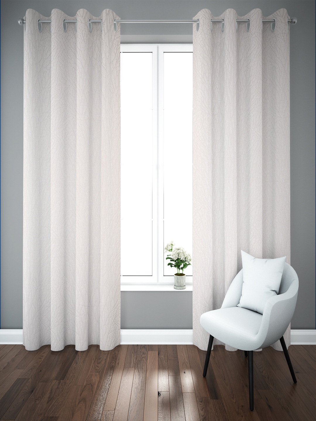 

Just Home Summer 2023 White 2 Pieces Jacquard Long Door Curtains