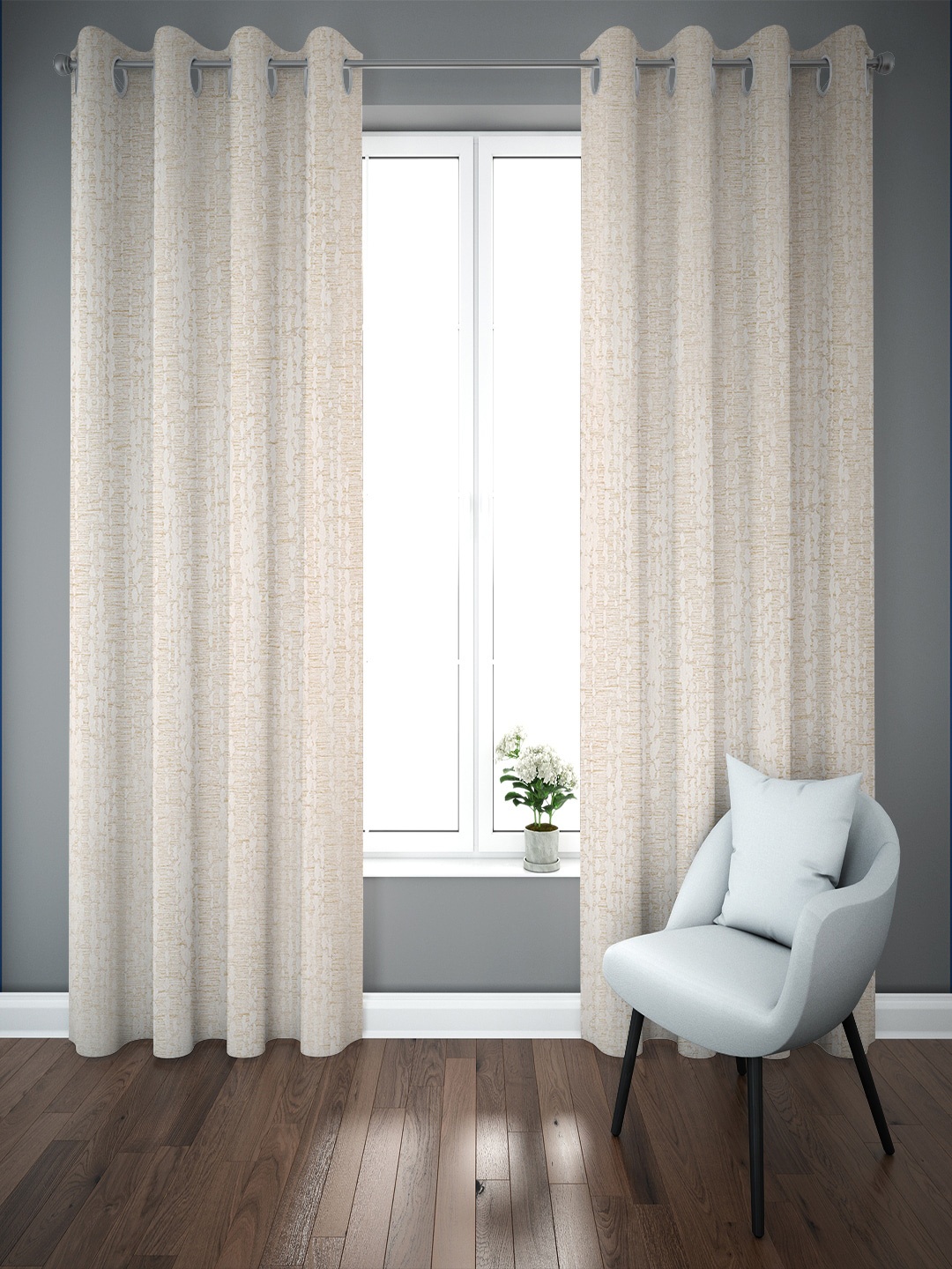 

Just Home Summer 2023 White 2 Pieces Jacquard Long Door Curtains