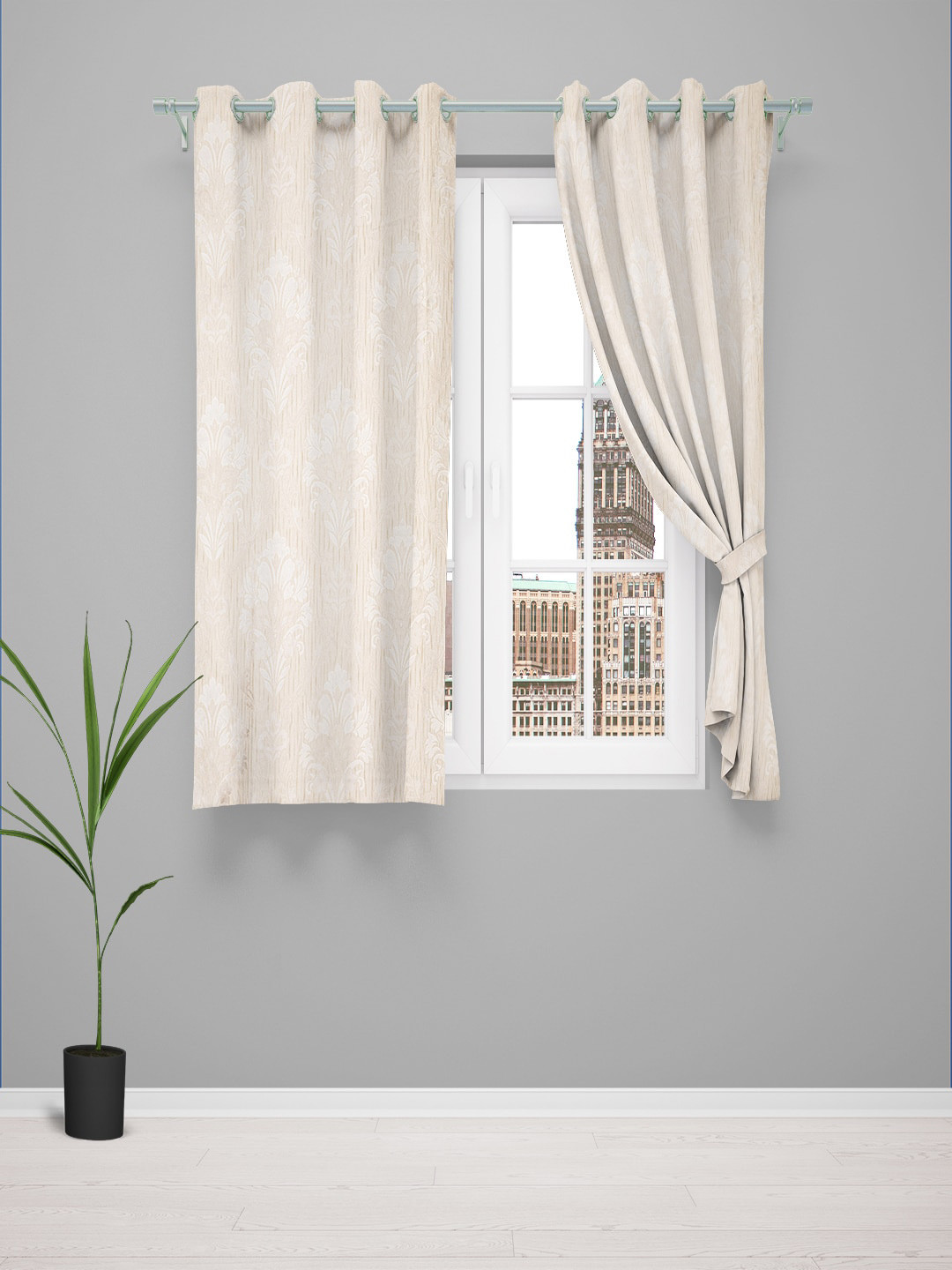 

Just Home Summer 2023 Off White 2 Pieces Ethnic Motifs Jacquard Window Curtains