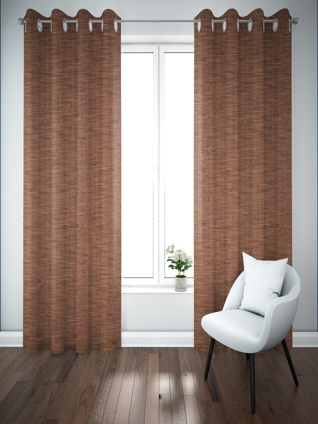 

Just Home Summer 2023 Brown 2 Pieces Room Darkening Long Door Curtains