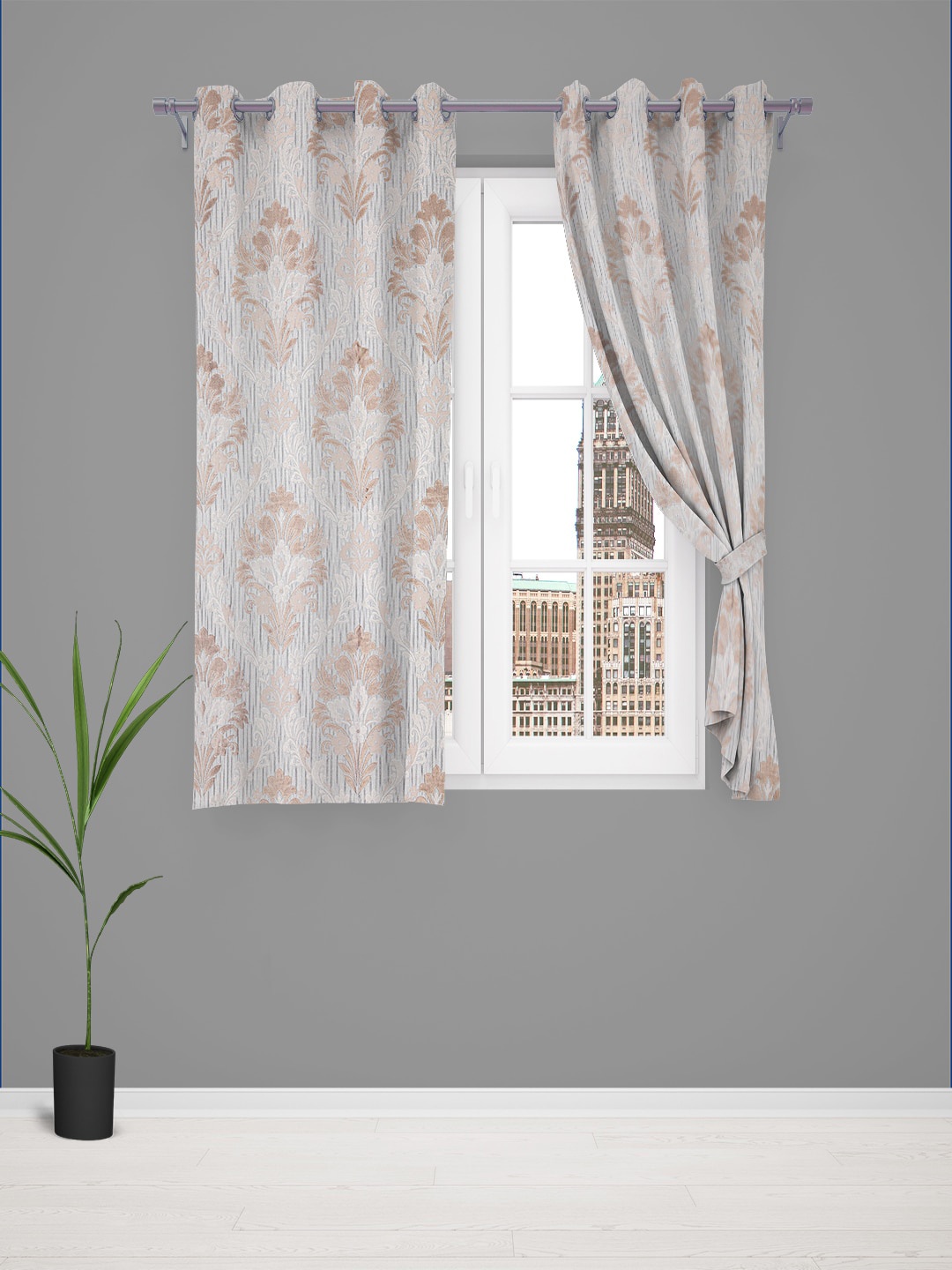 

Just Home Summer 2023 Blue 2 Pieces Ethnic Motifs Jacquard Room Darkening Window Curtains