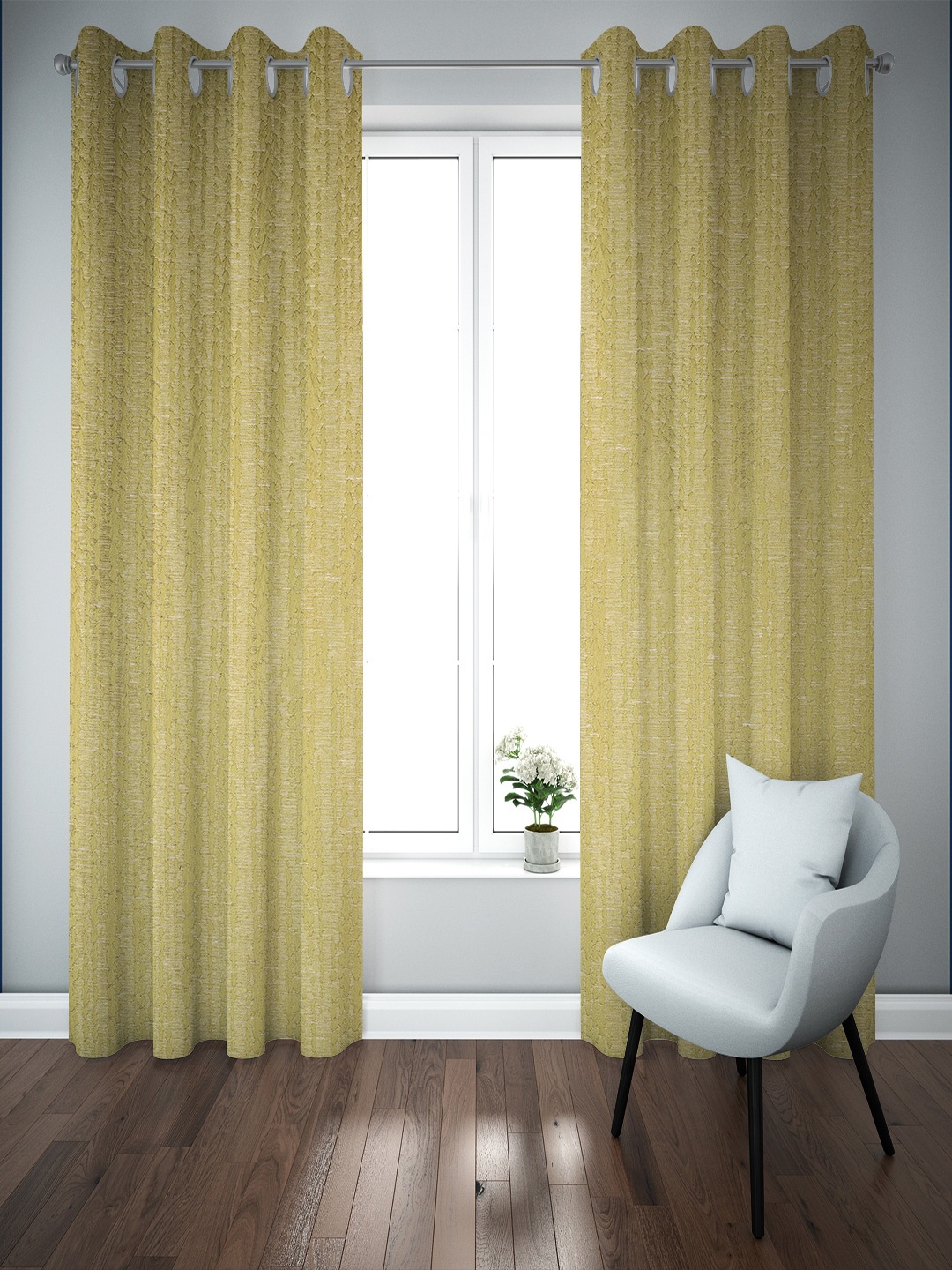 

Just Home Summer 2023 Green 2 Pieces Jacquard Room Darkening Long Door Curtains